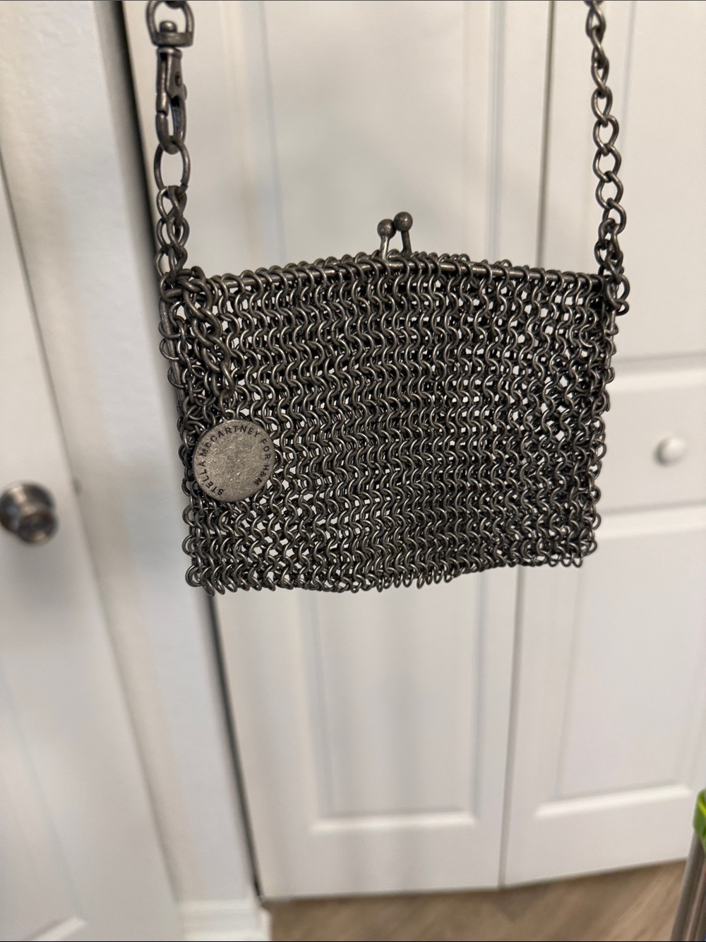 Gunmetal Mesh Mini Crossbody Bag - Stella McCartney Style